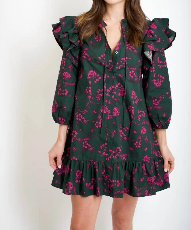 Limited Time Offer Jackie Drop Waist Dress In Forest Green