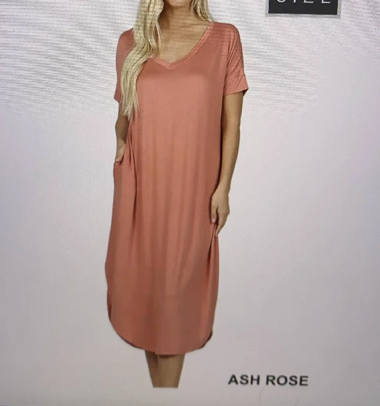 Vintage-Inspired Women's Clothes Plus Ash Rose Dress In Dusty Rose