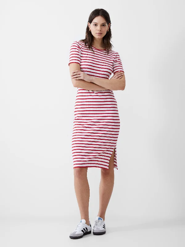 Plus-Size Women's Clothing Stripe Rib Dress