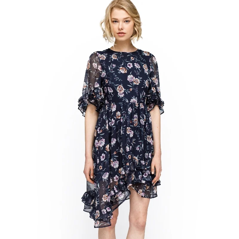 Clothing Brands Wax Flower Asymmetrical Hi-Lo Dress