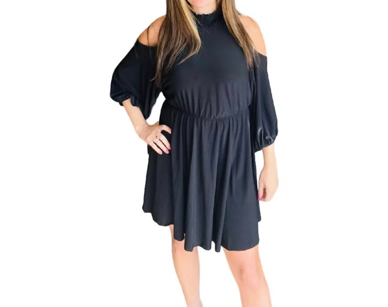 Women's Athletic Outfit High Neck Dress In Black