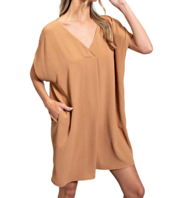 Women's Evening Wear Love Me V Neck Dress In Camel