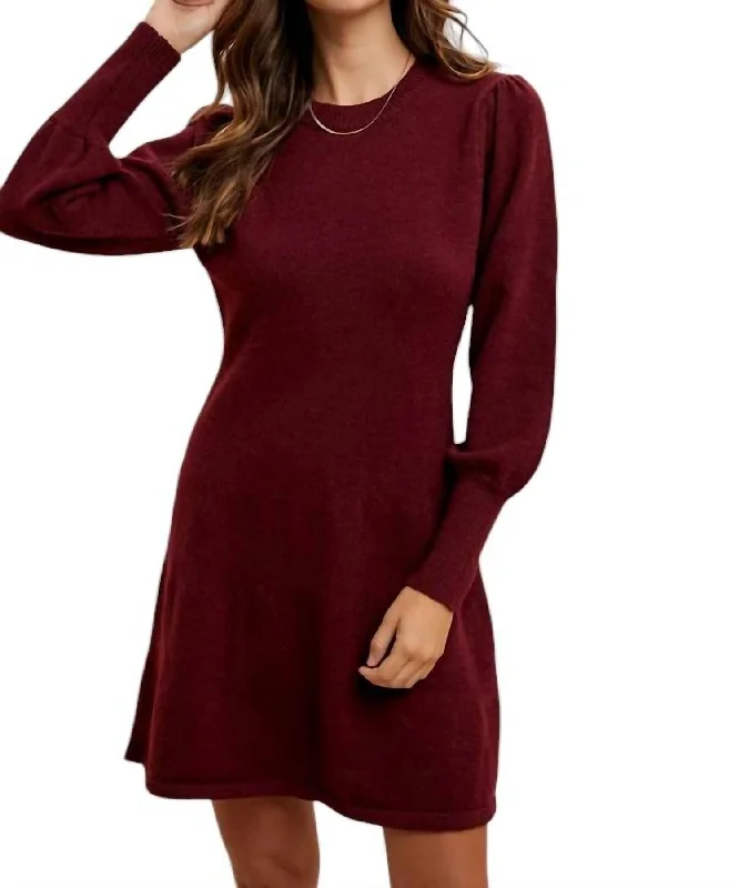 Women's Casual Wear Clothing Burning Bright Knit Dress In Burgundy