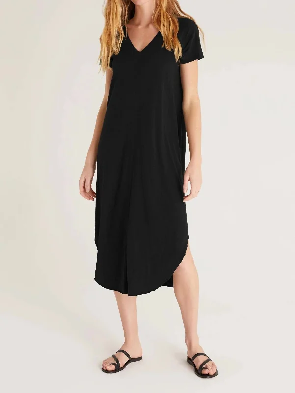 Contemporary Women's Clothing Short Sleeve Reverie Dress In Black