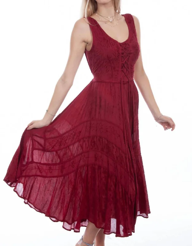 Women's High-Fashion Garments Lace Dress In Red