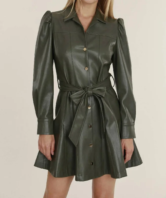 Comfortable Clothes Vegan Belted Dress In Army