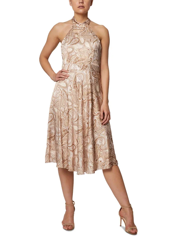 Women's Weekend Outfit Womens Paisley Calf Fit & Flare Dress