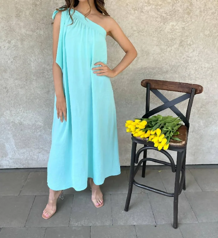 Women's Online Boutique One Shoulder Dress In Aqua