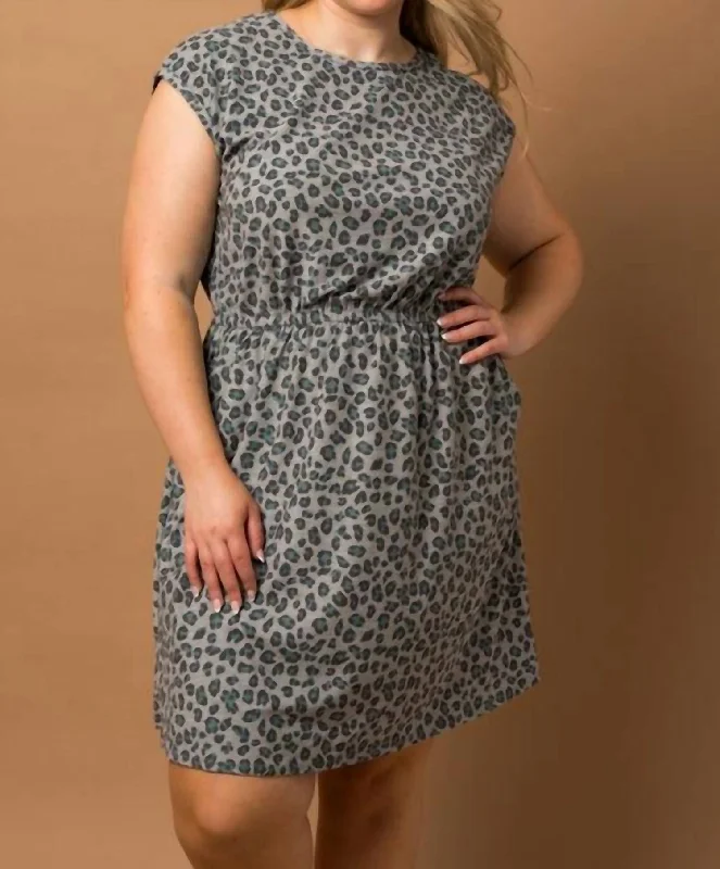 Women's Urban Fashion Jade Cheeta Dress In Grey And Jade Print