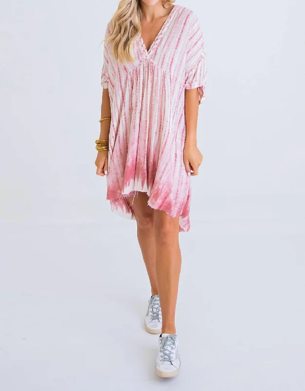 Women Wear Brands Tie Dye V Neck Dress In Multi