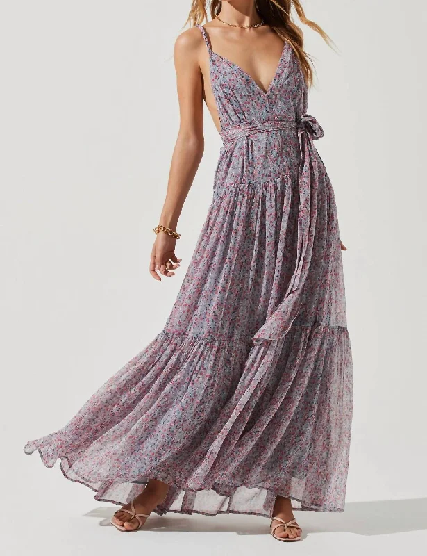 Graceful Fashion Eartha Dress In Blue/pink Multi