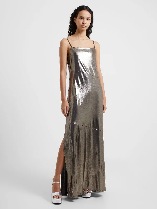 Women's Travel Outfit Set Ronja Liquid Metal Maxi Slip Dress