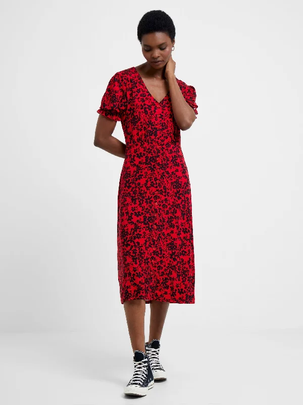 Women's Weekend Outfit Vee Button-Through Dress