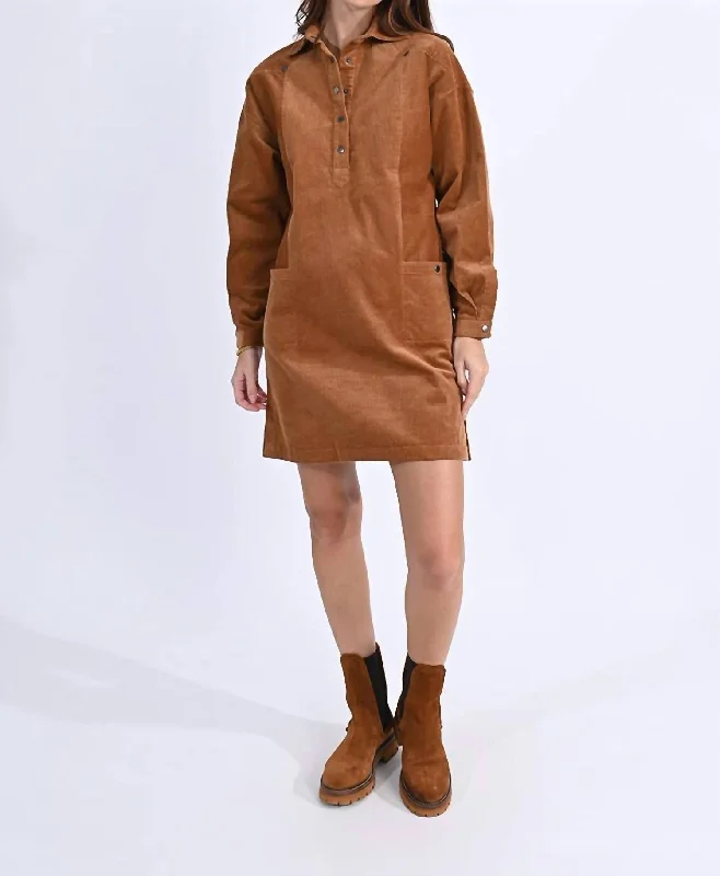 High-Fashion Women's Clothing Sipping Cider Dress In Camel