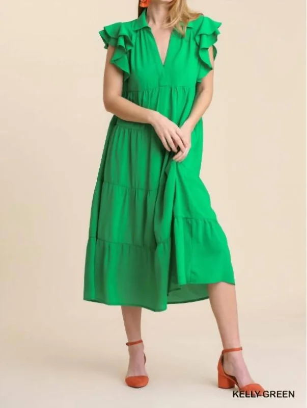 Women's Vintage-Inspired Outfit Not So Basic Dress In Kelly Green