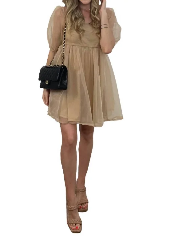 Casual Wear Yes Girl Dress In Beige