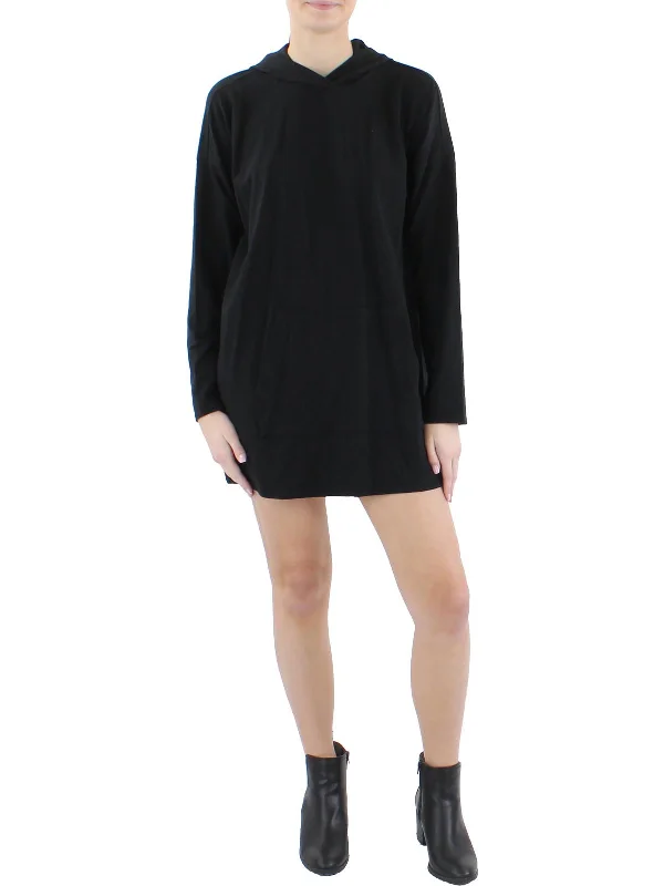 Stylish Women's Outfit Womens Hooded Mini Tunic Dress