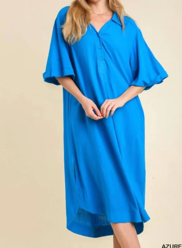 Women's Fashion Essentials Adri Linen Dress In Blue