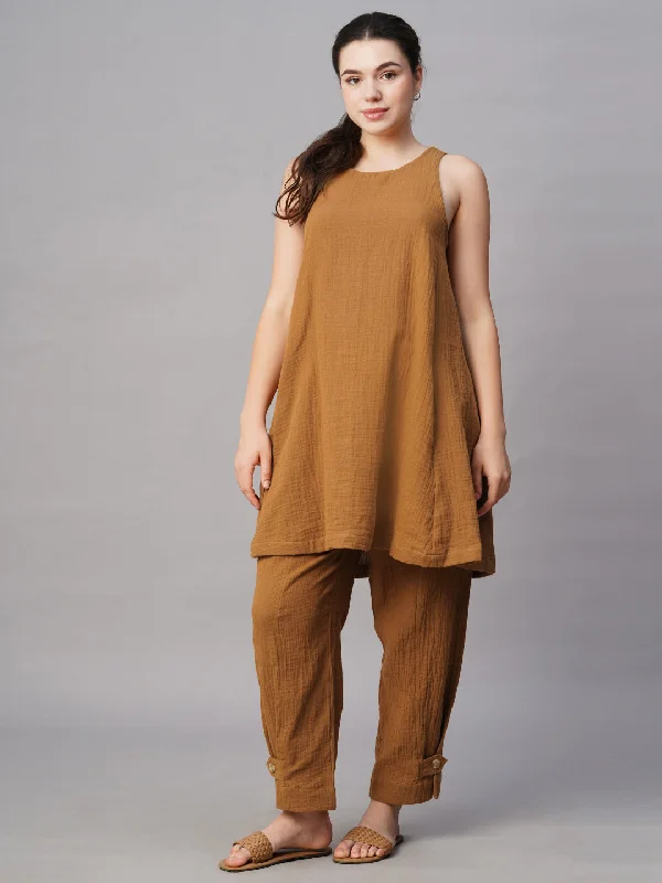 Fashion Forward Women's Mustard Cotton Regular Fit Kurta
