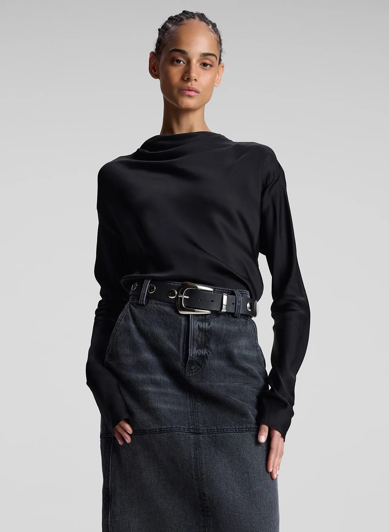 Casual Chic Georgia Satin Top - Black