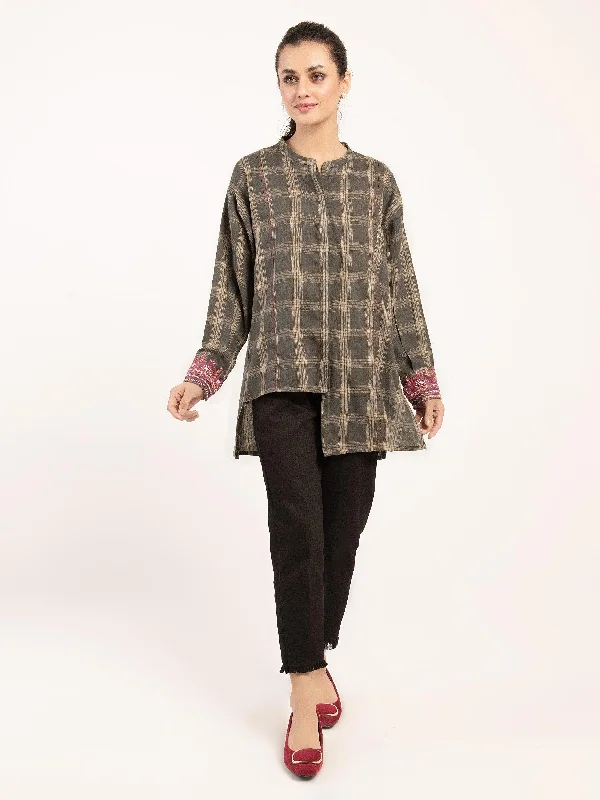 Luxury Fashion Embroidered Yarn Dyed Top