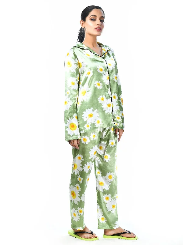 Clearance Sale Silk Floral Printed Sleep Wear