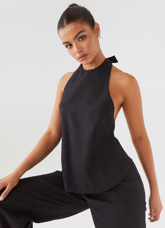 Limited Styles Heatwave Linen Apron Top - Black