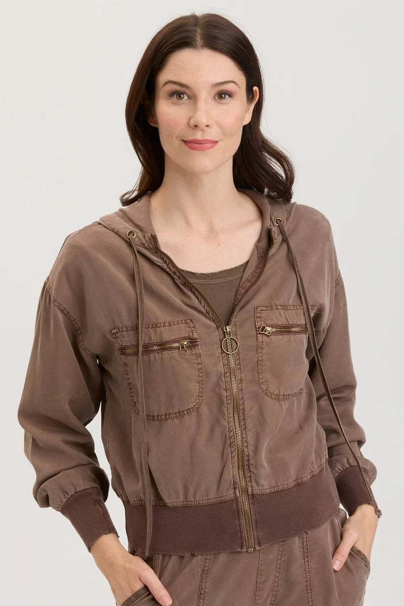 Women's Online Boutique Karney Distressed Bomber - Craft Pigment