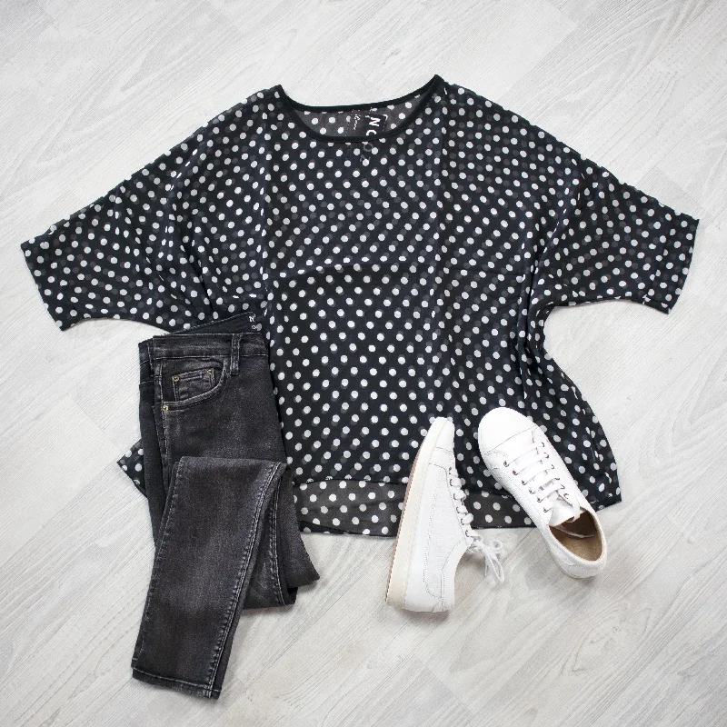 Exclusive Sale B/W Dot Draped Top - Vogue Collection