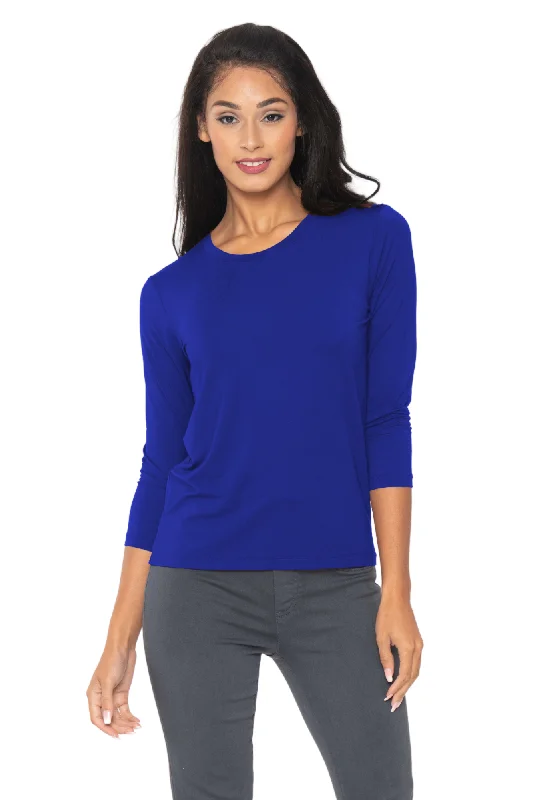 Vibrant Femme Fashion Pull-Over Three Quarter Sleeve Tops Solid Colors | LIOR