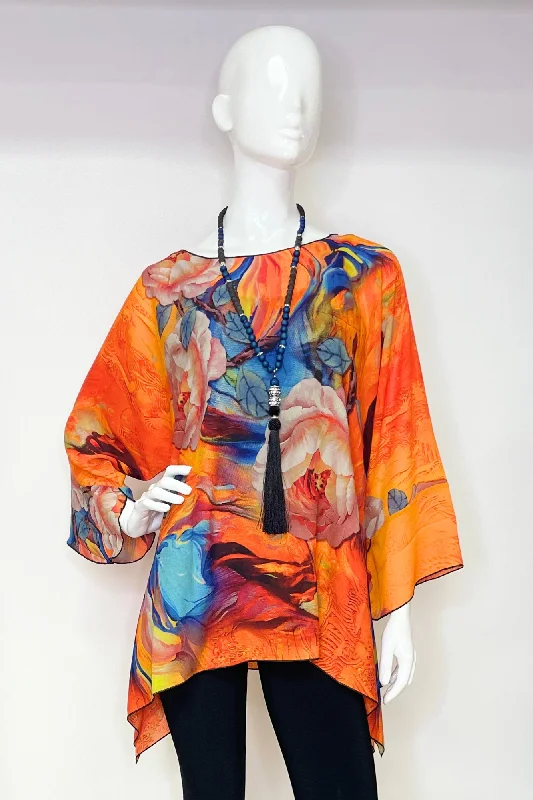 Fashion For Every Occasion Orange Floral One Size Fits All Float Top| LIOR