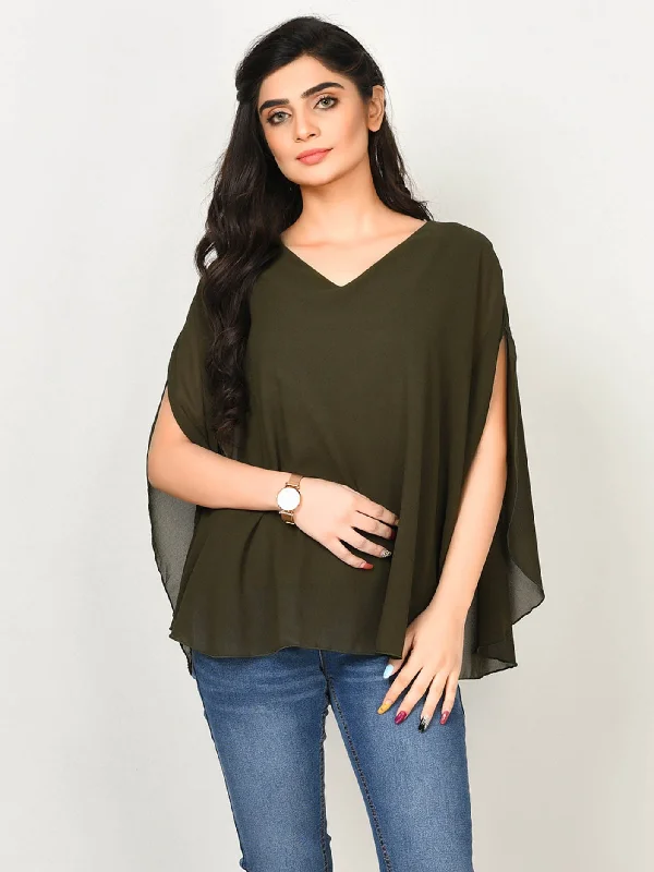 Rocker Chic Fashion Cape Style Chiffon Top