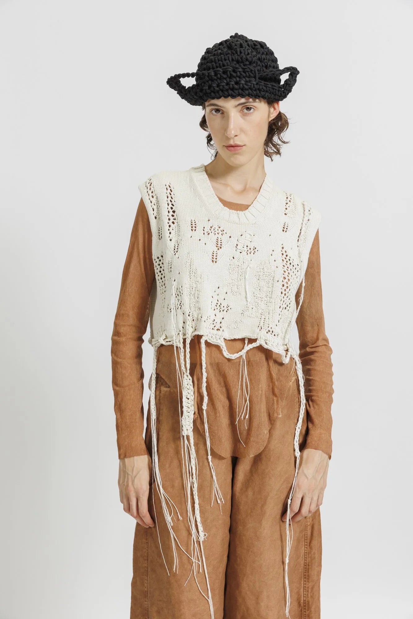 Trendy Women's Wear Knit Boxy Top - Natural