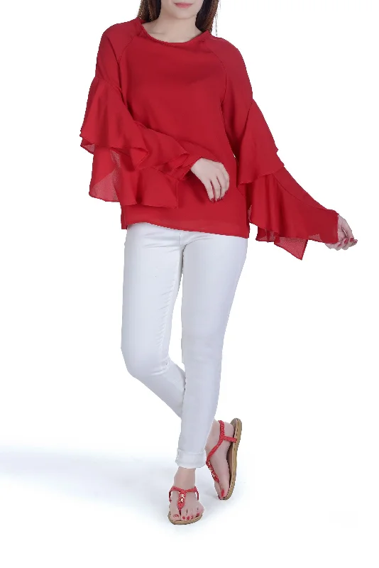 Boho Chic Fashion Ruffle-Sleeved Top