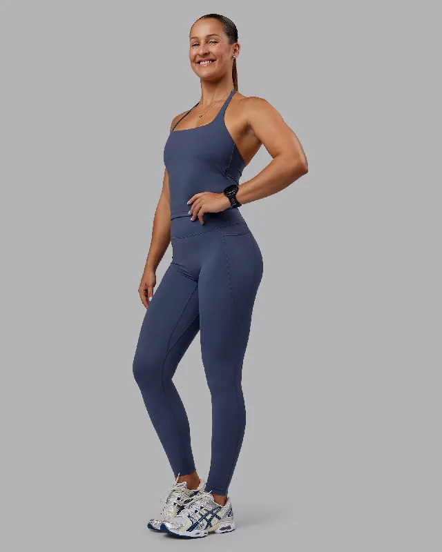 Move With Confidence In Discounted Yoga Outfits Abs Elixir Full Length Leggings With Pockets - Nightshadow Blue Move With Confidence In Discounted Yoga Outfits Abs Elixir Full Length Leggings With Pockets - Nightshadow Blue