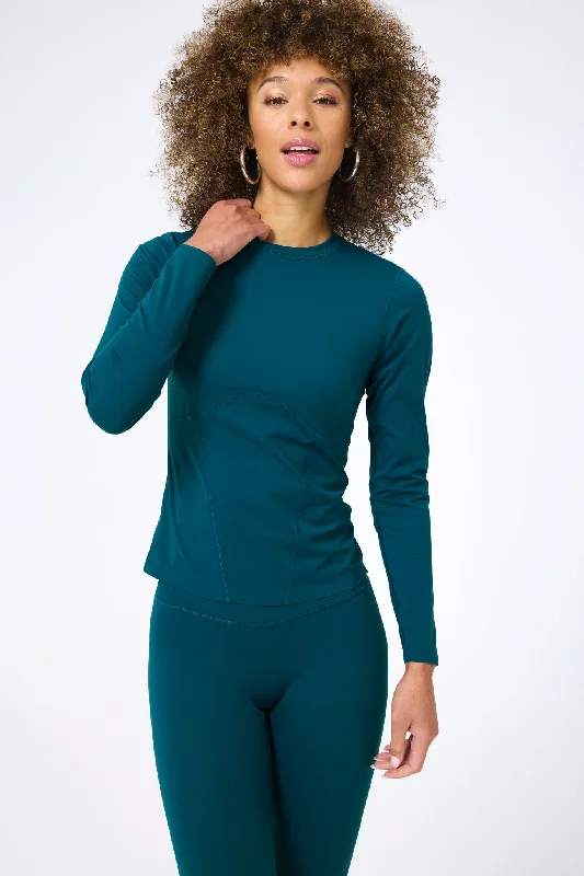Upgrade Your Yoga Wardrobe For Less Action Corset Long Sleeve Top in Cypress