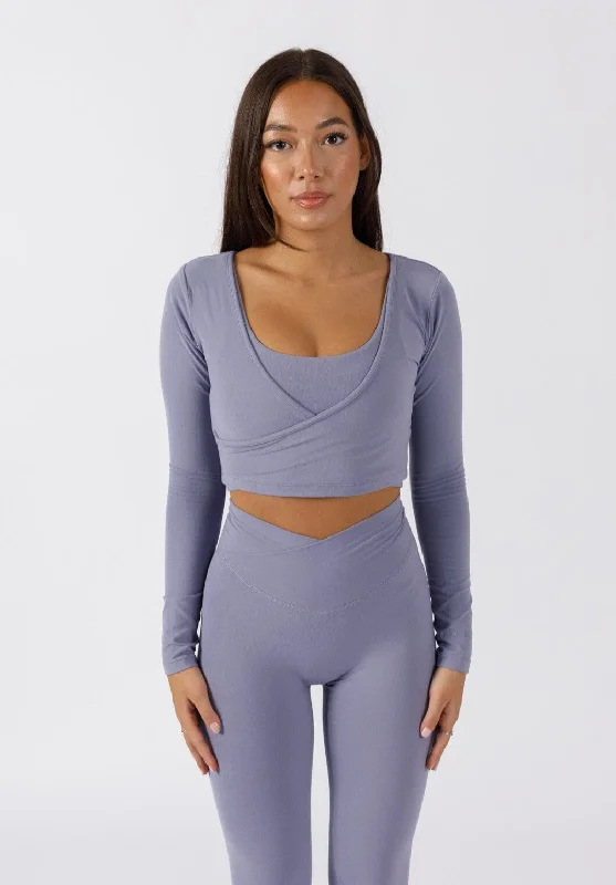 Your Yoga Essentials, Now At Lower Prices AirSilk Long Sleeve Wrap Crop Moonlight