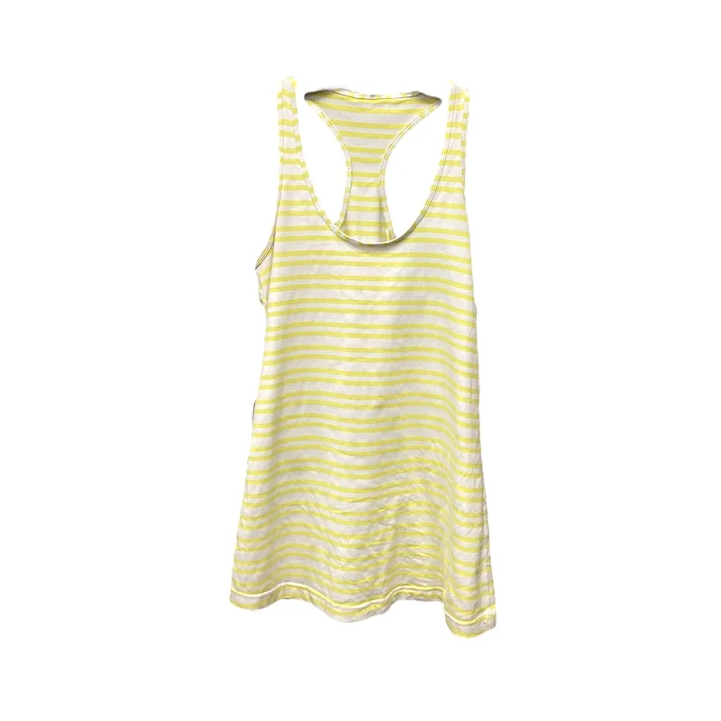 Athletic Tank Top By Lululemon In White & Yellow, Size: S