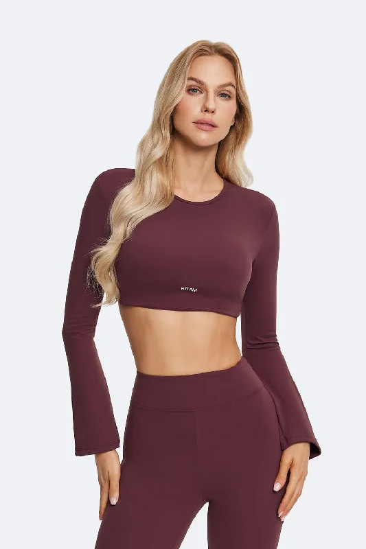 Namaste And Save On Yoga Apparel Backless Full-Sleeve Crop Top