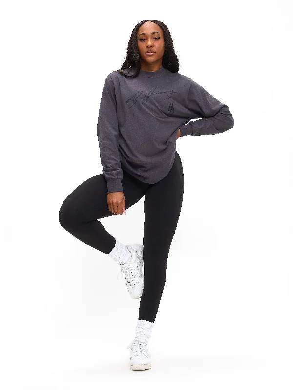 Affordable Yoga Fashion For Every Pose BB Long Sleeve Tee - Charcoal