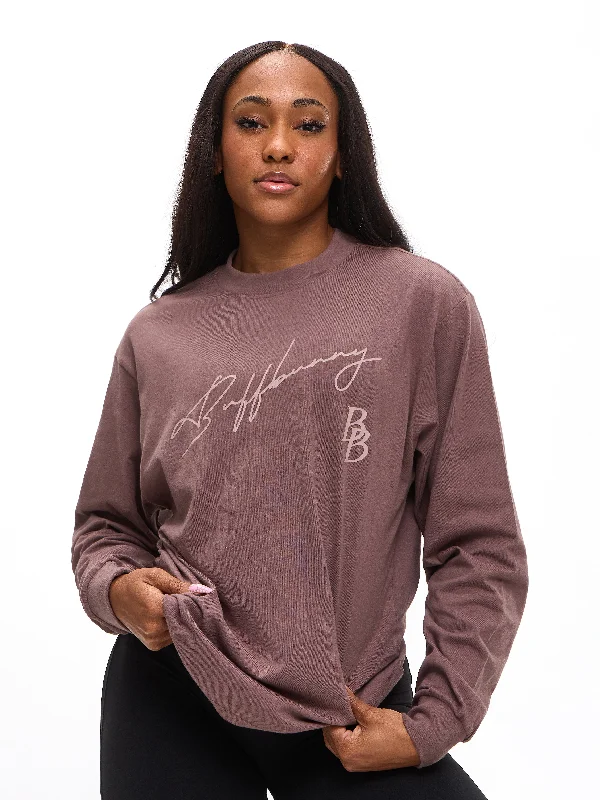 Yoga Apparel Designed For Movement At Lower Prices BB Long Sleeve Tee - Mocha Berry