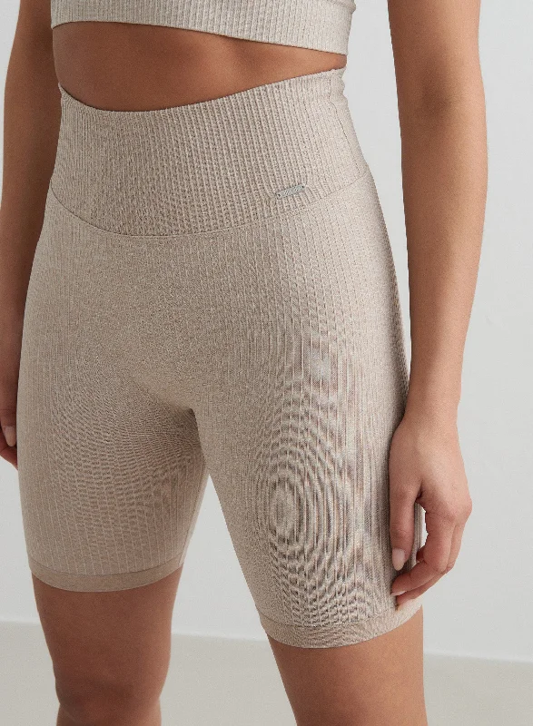 Upgrade Your Yoga Wardrobe For Less Beige Ribbed Seamless Biker Shorts