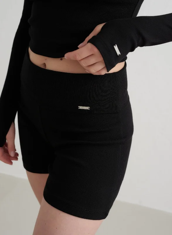 The Best Yoga Wear At The Best Prices Black Ease Ribbed Shorts
