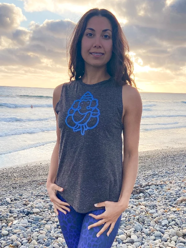 Don't Miss Out On Premium Yoga Wear Deals Blue Flock Ganesh On Linen Boyfriend Tee
