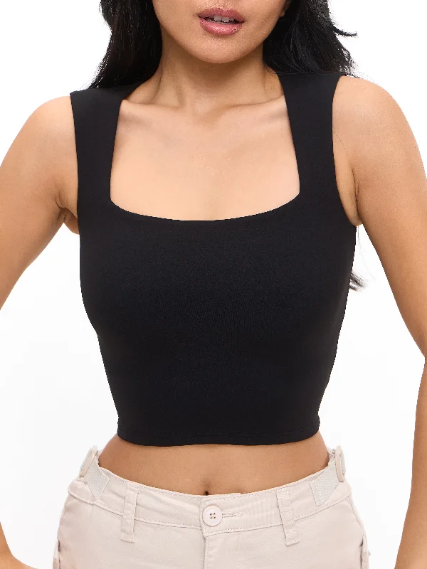 Move Freely With Premium Yoga Clothes At Great Prices Butter Square Neck Crop - Onyx Black Move Freely With Premium Yoga Clothes At Great Prices Butter Square Neck Crop - Onyx Black