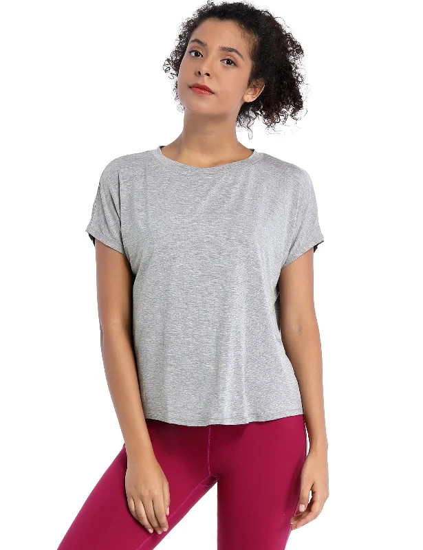 Don't Miss Out On Premium Yoga Wear Deals Hip Length Short Sleeve Shirt heathergray