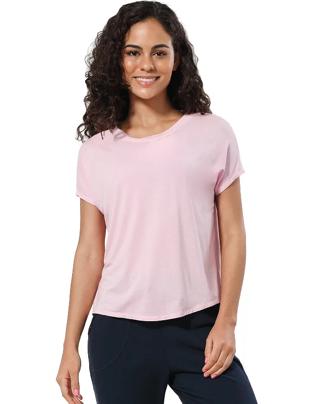 Breathe, Stretch, And Save On Yoga Apparel Hip Length Short Sleeve Shirt lightpink