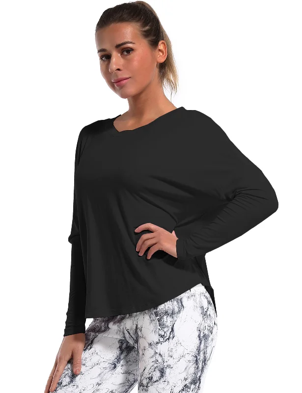 Unbeatable Deals On Breathable Yoga Apparel Yoga Batwing Tunic Tops black
