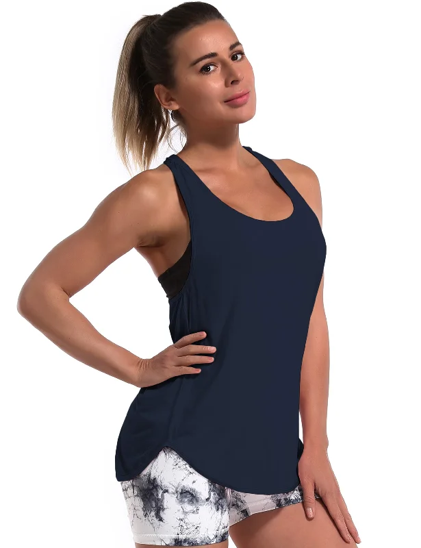 Limited-Stock Sale On Yoga Tops And Leggings Loose Fit Racerback Tank Top darknavy