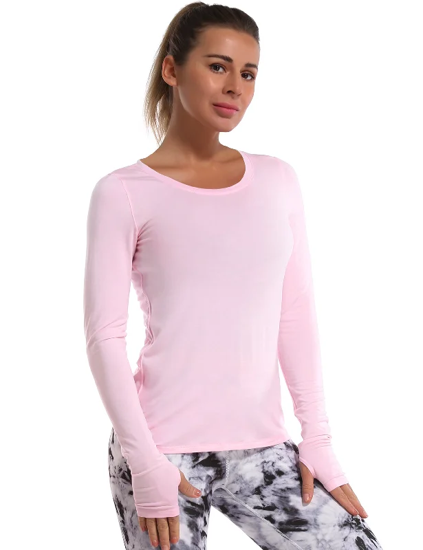 Flow Into Savings With Trendy Yoga Apparel Athlete Long Sleeve Tops lightpink